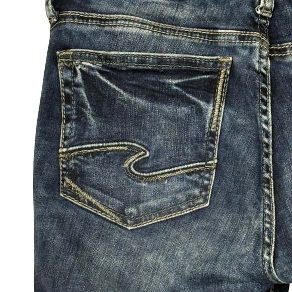 Silver Jeans Elyse Skinny W27 L29 (32 x 28) Mid Rise Dark Wash Stretch Denim - Picture 9 of 12